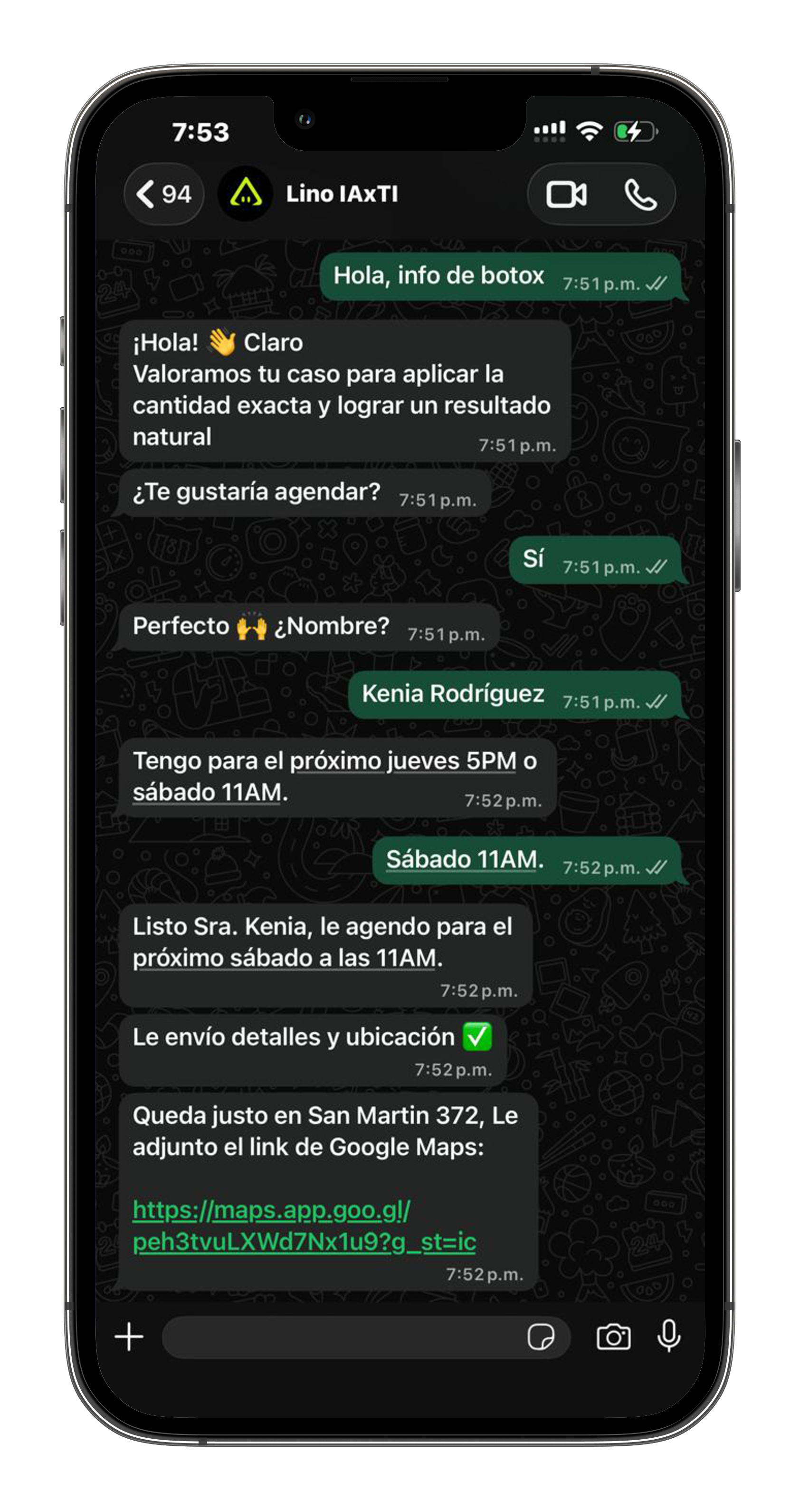 Lino IAxTI conversando por WhatsApp